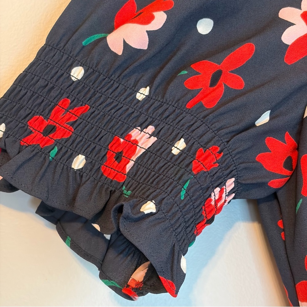 Kate Spade Dark Blue Dress with Red and White Floral Pattern - Picture 7 of 11